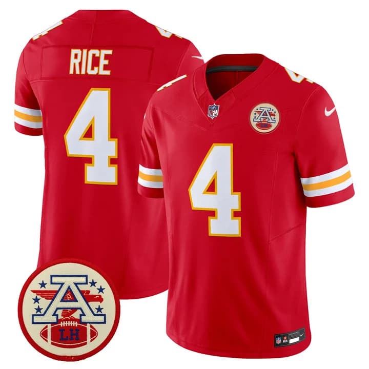Men's Chiefs 2026 Lamar Hunt Patch Vapor Limited Jersey - All Stitched Rashee Rice 4