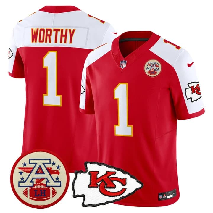 Men's Chiefs 2026 Lamar Hunt Patch Vapor Limited Jersey - All Stitched Xavier Worthy-1