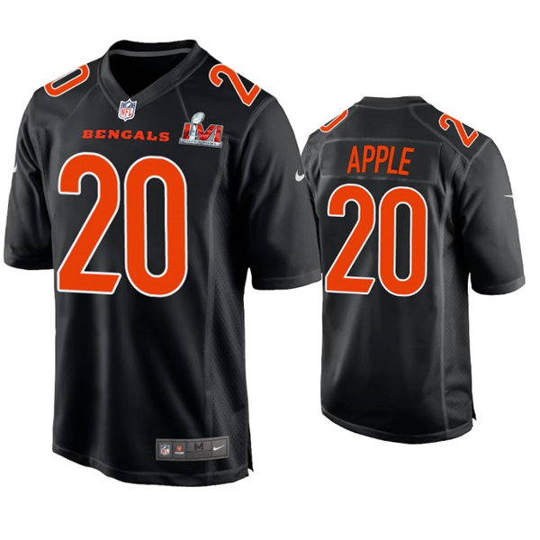 Men's Cincinnati Bengals #20 Eli Apple Nike Black Super Bowl LVI Bound Game Fashion Jersey
