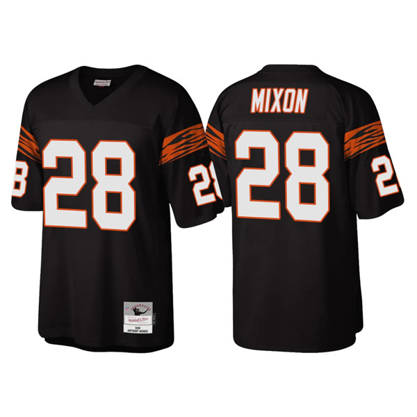 Men's Cincinnati Bengals #28 Joe Mixon Black Throwback Legacy Stitched Jersey