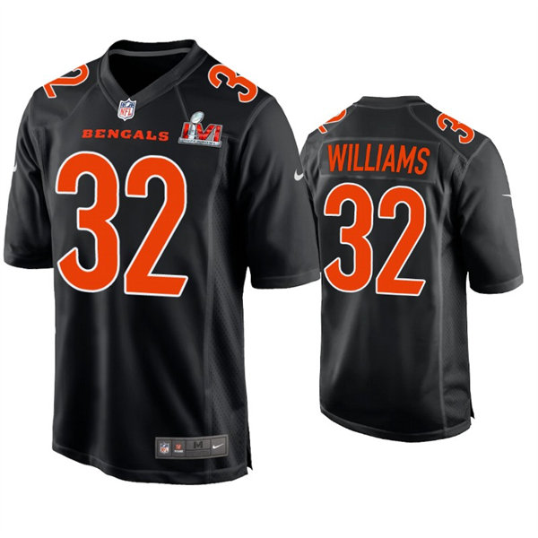 Men's Cincinnati Bengals #32 Trayveon Williams Nike Black Super Bowl LVI Bound Game Fashion Jersey