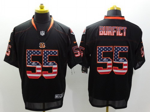 Men's Cincinnati Bengals #55 Vontaze Burfict 2014 USA Flag Fashion Black Nik Elite Stitched Jerseys