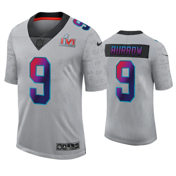 Men's Cincinnati Bengals #9 Joe Burrow Nike Gray Super Bowl LVI Limited Jersey