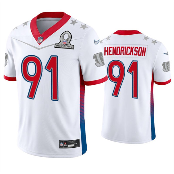 Men's Cincinnati Bengals #91 Trey Hendrickson White 2022 AFC Pro Bowl Game Jersey