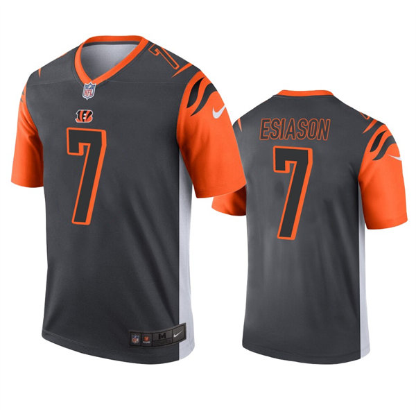 Men's Cincinnati Bengals Retired Player #7 Boomer Esiason Nike Anthracite Inverted Legend Jersey