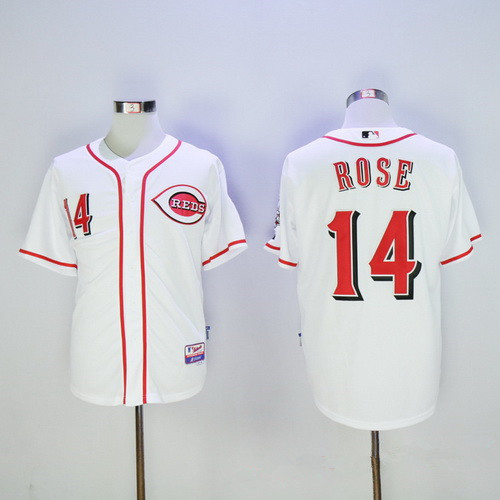 Men's Cincinnati Reds #14 Pete Rose Retired White Cool Base Stitched MLB Jersey的副本