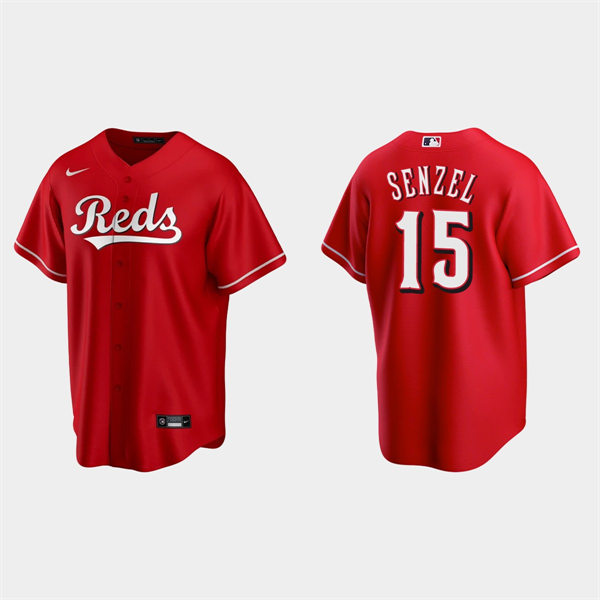 Men's Cincinnati Reds #15 Nick Senzel Scarlet Alternate Reds CoolBase Jersey