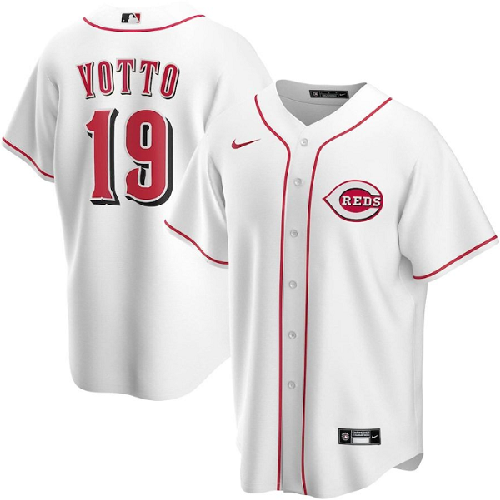 Men's Cincinnati Reds #19 Joey Votto White Stitched Baseball Jersey