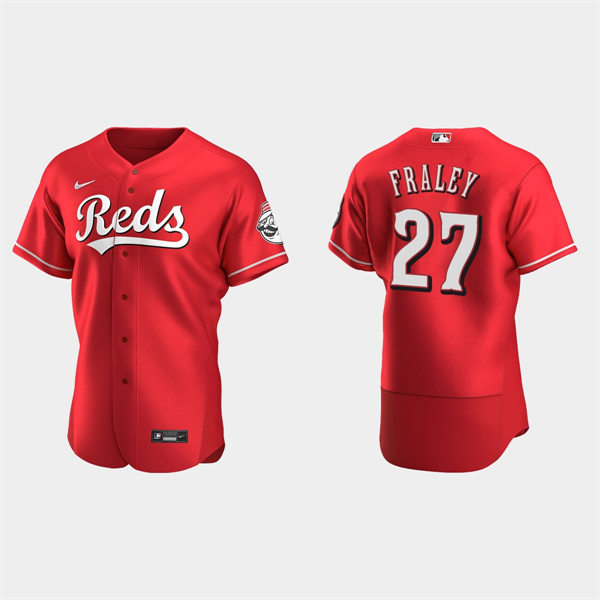 Men's Cincinnati Reds #27 Jake Fraley Scarlet Alternate Reds FlexBase Player Jersey