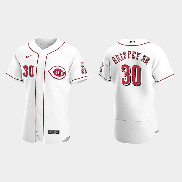 Men's Cincinnati Reds #30 Ken Griffey Jr Nike White Home FlexBase Player Jersey