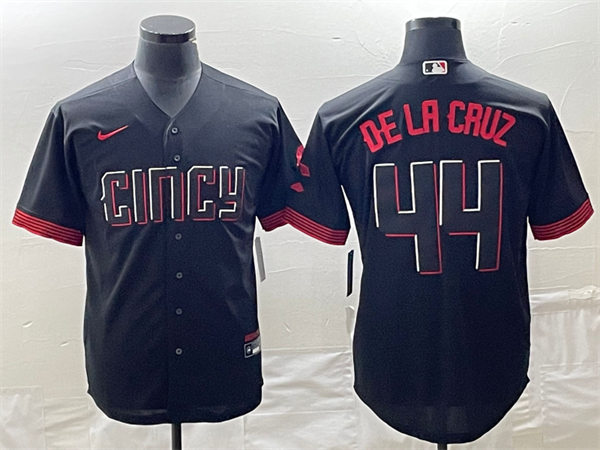 Men's Cincinnati Reds #44 Elly De La Cruz Nike Black 2023 City Connect Jersey