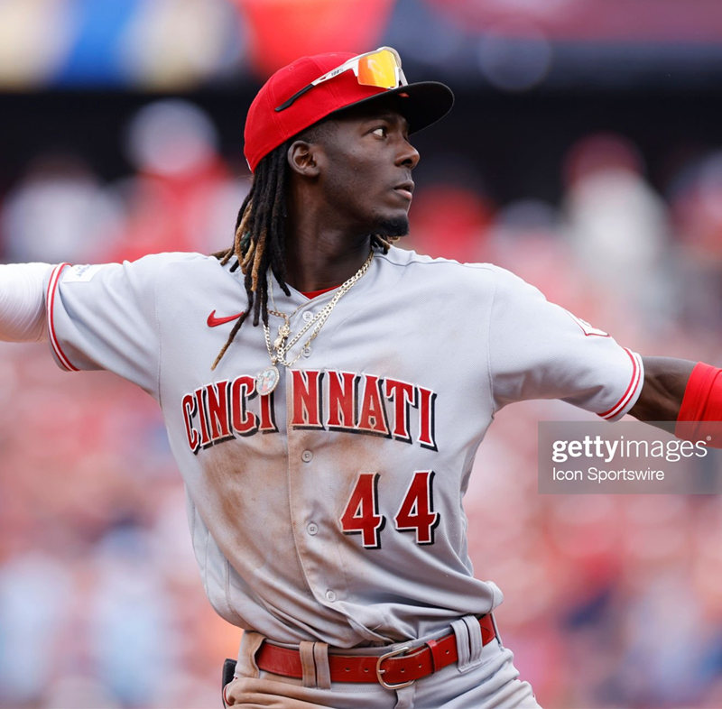 Men's Cincinnati Reds #44 Elly De La Cruz Nike Road Gray FlexBase Player Jersey