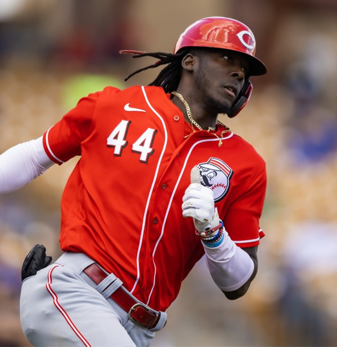 Men's Cincinnati Reds #44 Elly De La Cruz Scarlet Alternate Logo FlexBase Jersey