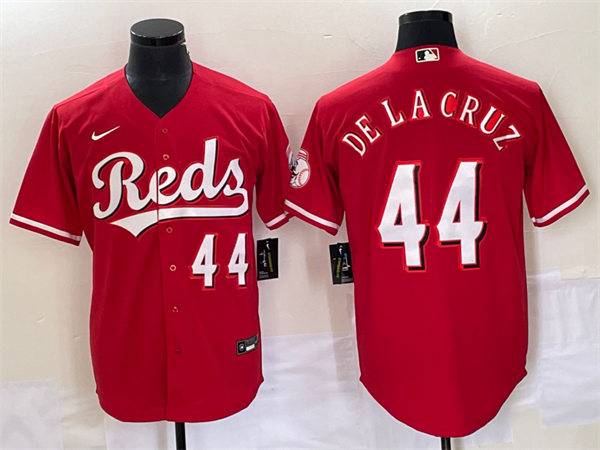 Men's Cincinnati Reds #44 Elly De La Cruz Scarlet Alternate Reds FlexBase Player Jersey