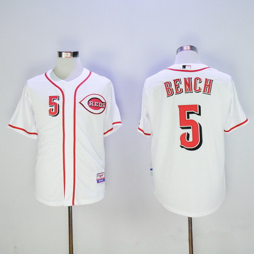 Men's Cincinnati Reds #5 Johnny Bench Retired White Cool Base Stitched MLB Jersey的副本
