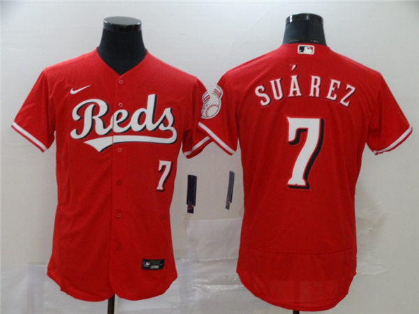 Men's Cincinnati Reds #7 Eugenio Suarez Nike Scarlet Alternate Reds Flex Base Player Jerseys