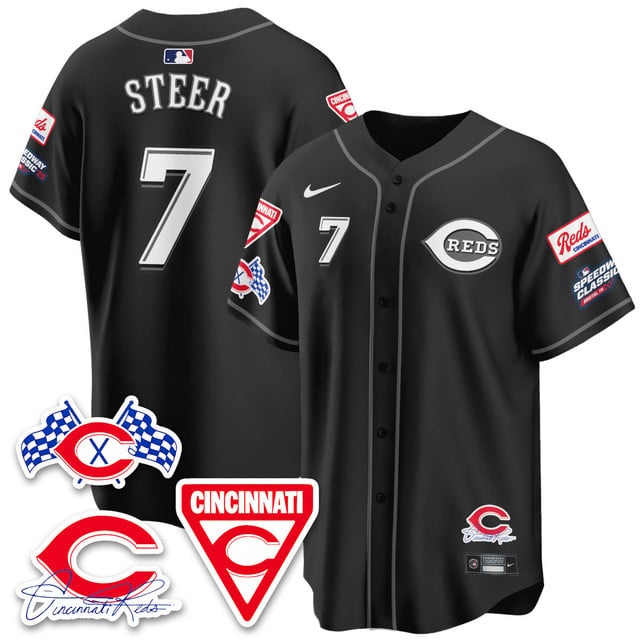 Men's Cincinnati Reds 2025 Speedway Limited Jersey V1 - All Stitched Spencer Steer - 7