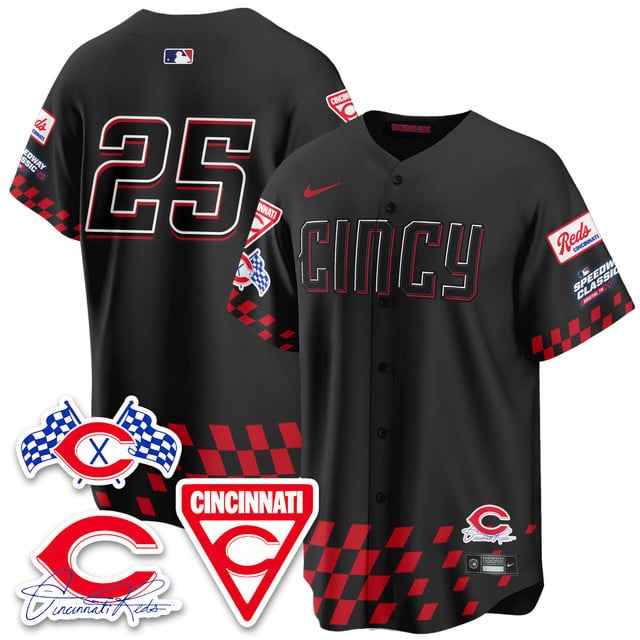 Men's Cincinnati Reds 2025 Speedway Limited Jersey V2 - All Stitched # 25