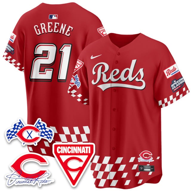 Men's Cincinnati Reds 2025 Speedway Limited Jersey V2 - All Stitched Hunter  Greene - 21