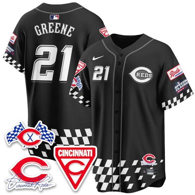 Men's Cincinnati Reds 2025 Speedway Limited Jersey V2 - All Stitched Hunter Greene - 21