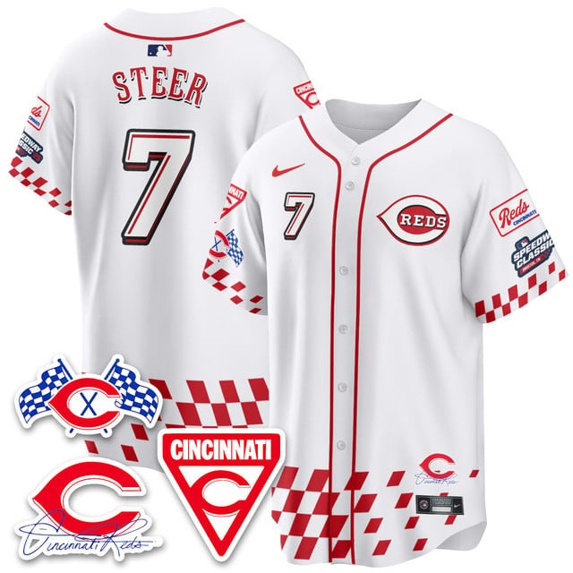 Men's Cincinnati Reds 2025 Speedway Limited Jersey V2 - All Stitched Spencer   Steer - 7
