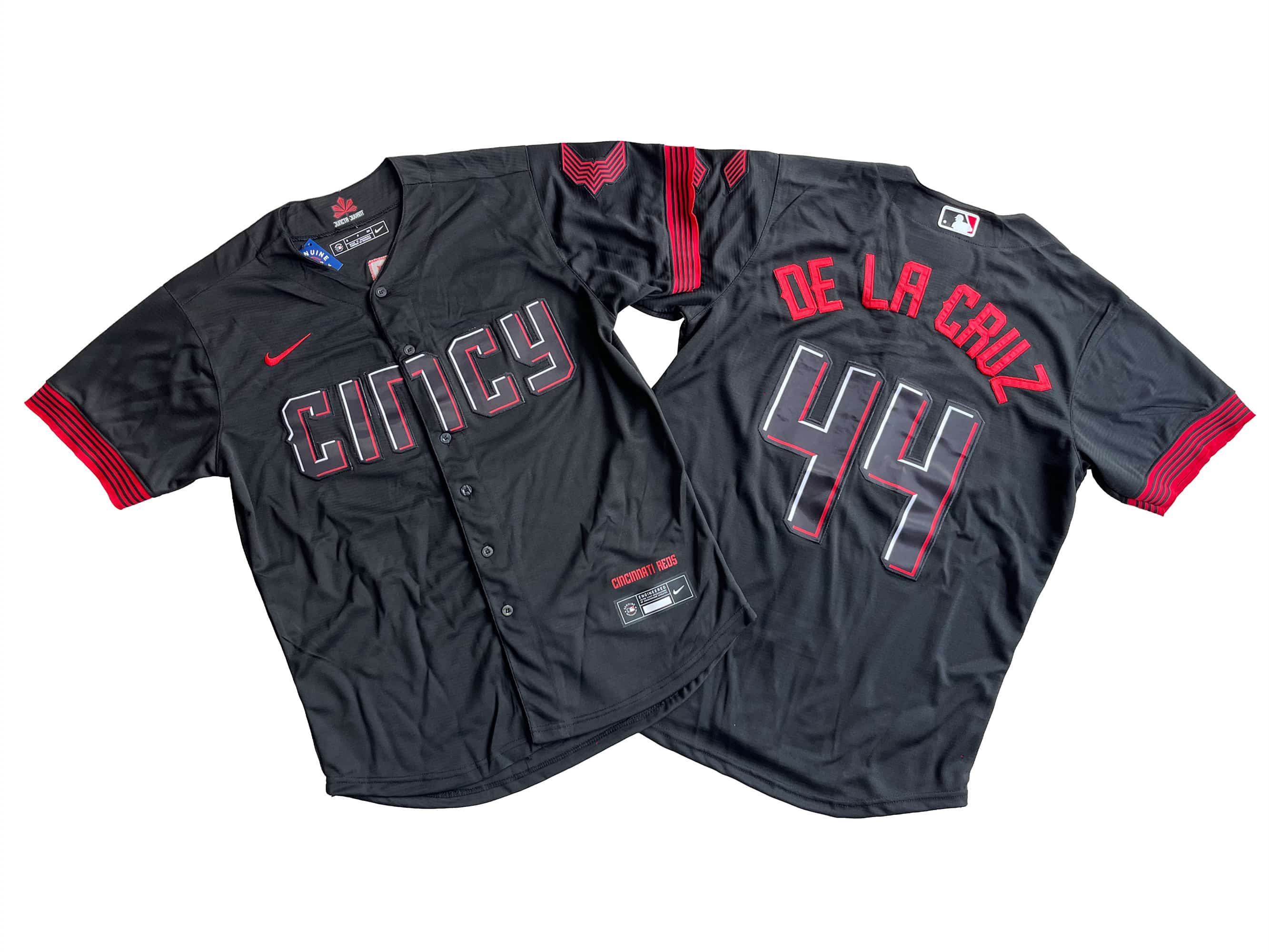 Men's Cincinnati Reds 44# Elly De La Cruz Nike Black City Connect Replica Player Jersey