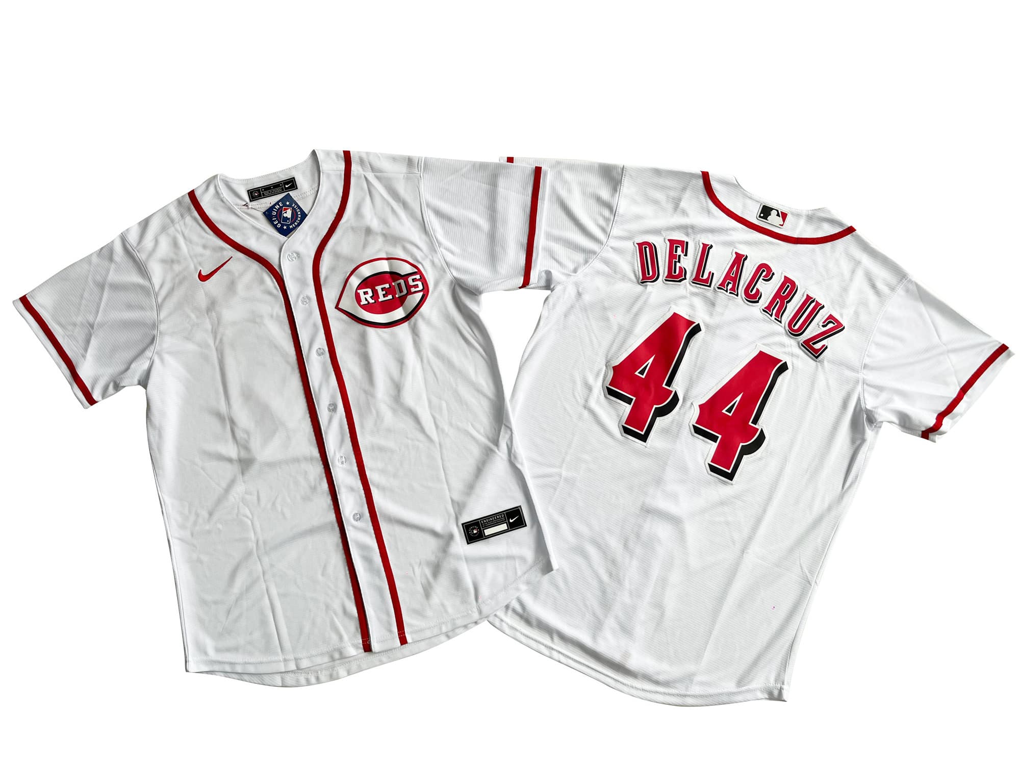 Men's Cincinnati Reds 44# Elly De La Cruz Nike White Home Replica Jersey