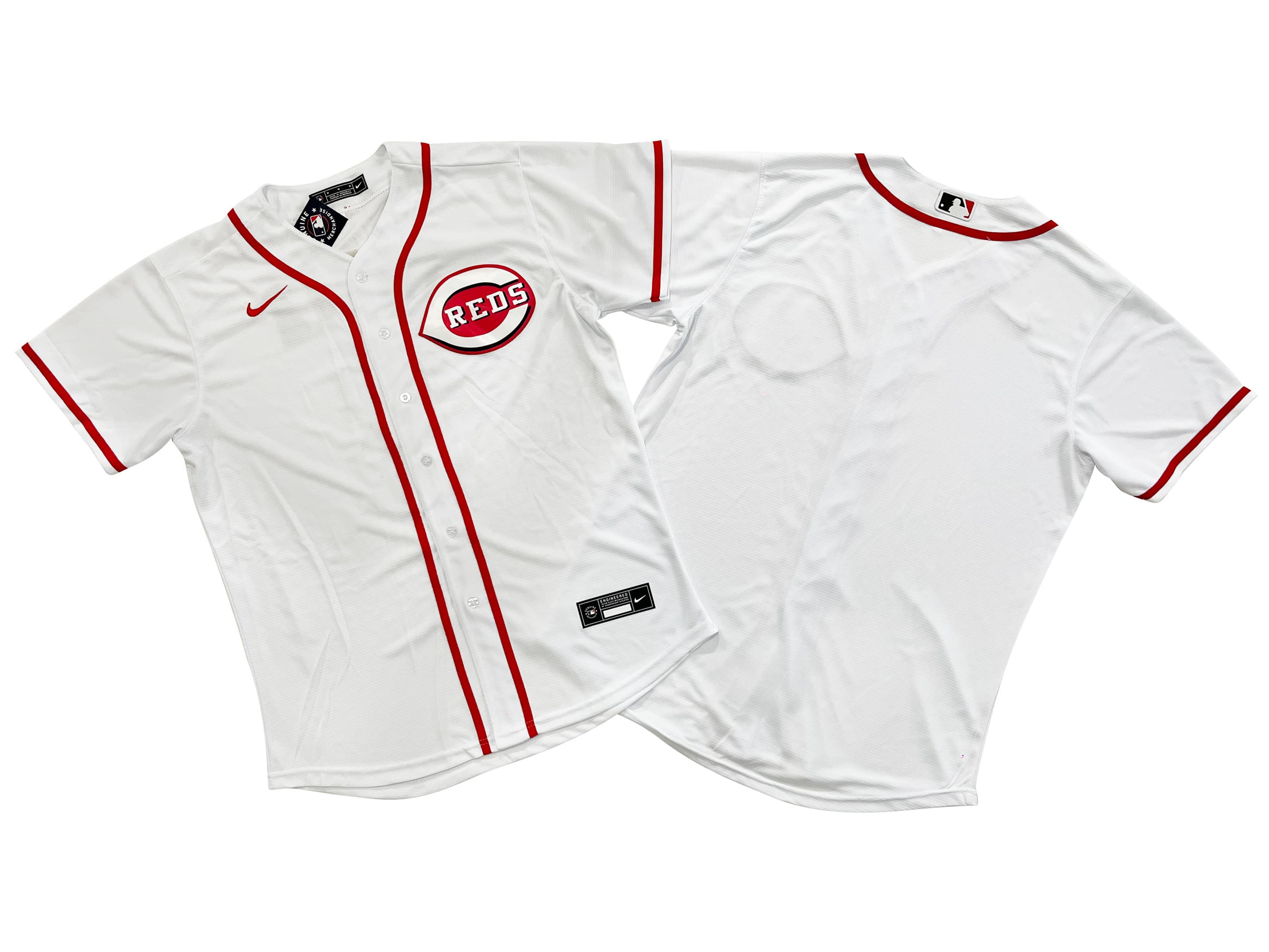 Men's Cincinnati Reds Nike White Home Replica Team Jersey.