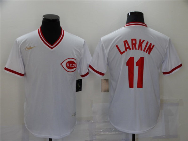 Men's Cincinnati Reds Retired Player #11 Barry Larkin Nike White Home Flex Base Player Jerseys