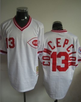 Men's Cincinnati Reds Retired Player #13 Dave Concepcion 1976 White Throwback Jersey