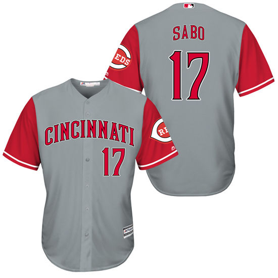 Men's Cincinnati Reds Retired Player #17 Chris Sabo 1961-1966 Gray Red Turn Back the Clock Throwback Authentic Player Jersey