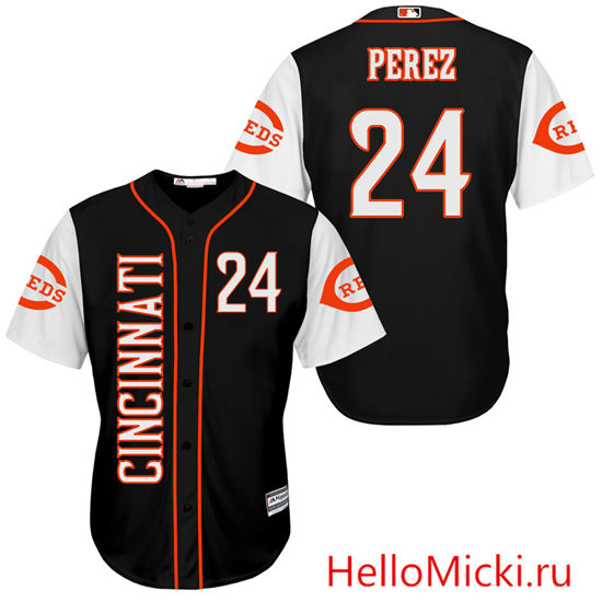 Men's Cincinnati Reds Retired Player #24 Tony Perez Majestic Black Turn Back the Clock Throwback Authentic Player Jersey