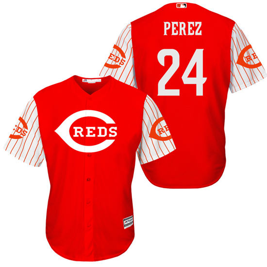 Men's Cincinnati Reds Retired Player #24 Tony Perez Red Turn Back the Clock Throwback Authentic Player Jersey