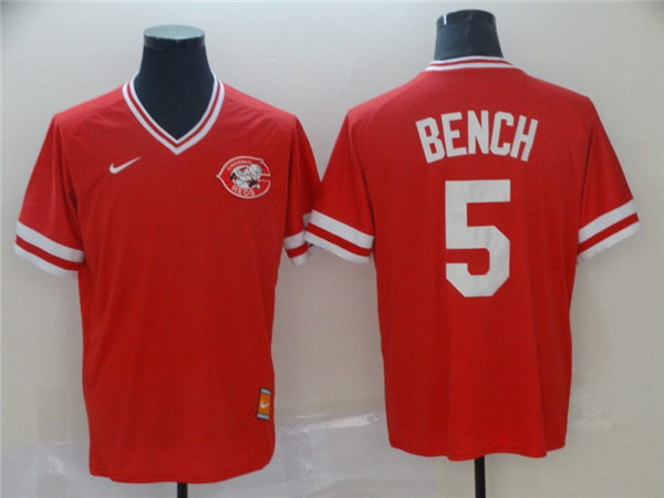 Men's Cincinnati Reds Retired Player #5 Johnny Bench Nike Scarlet Cooperstown Collection Jerseys