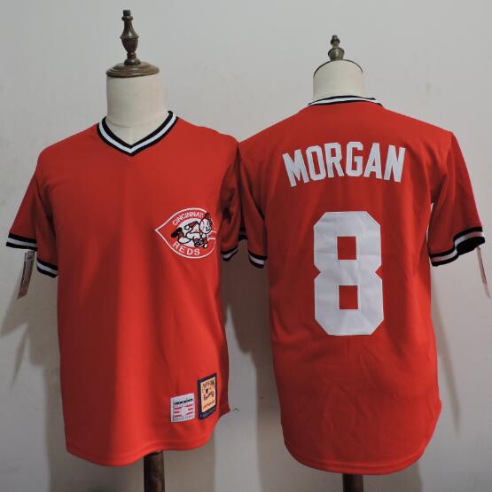 Men's Cincinnati Reds Retired Player #8 Joe Morgan Red Pullover Cooperstown Collection Cool Base Jerseys