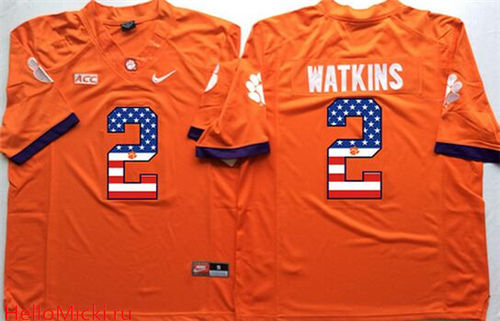 Men's Clemson Tigers #2 Sammy Watkins Orange USA Flag Fashion Stitched Nike NCAA Jersey