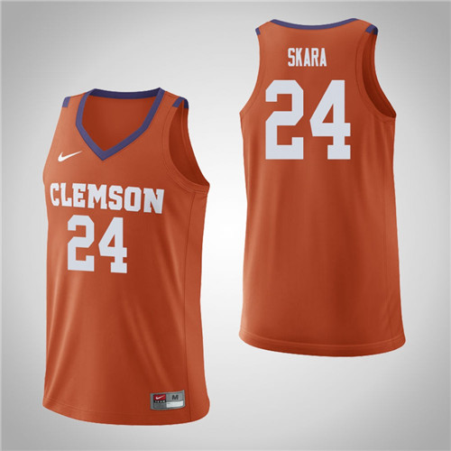 Men's Clemson Tigers #24 David Skara College Basketball Replica Jersey Orange