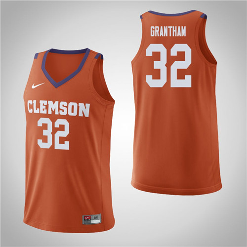 Men's Clemson Tigers #32 Donte Grantham College Basketball Replica Jersey Orange