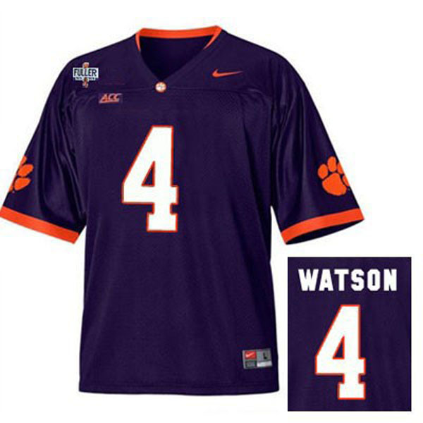 Men's Clemson Tigers #4 Deshaun Watson Purple Football Jersey