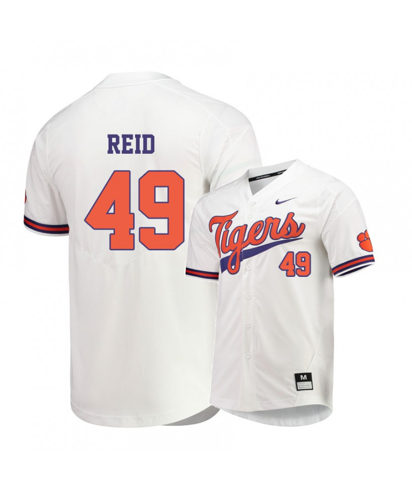 Men's Clemson Tigers #49 Regan Reid Nike White College Baseball Jersey