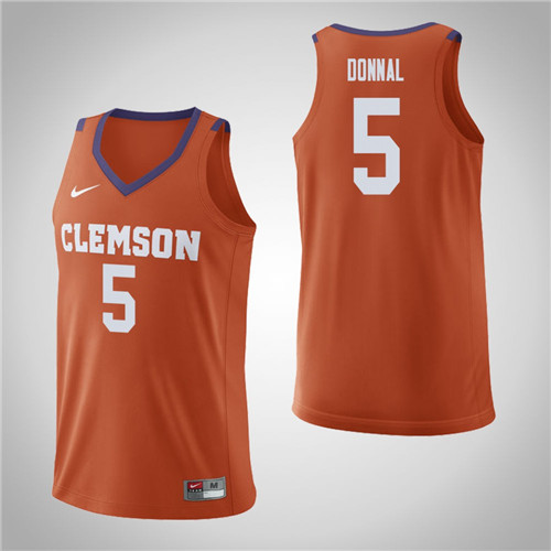 Men's Clemson Tigers #5 Mark Donnal College Basketball Replica Jersey Orange