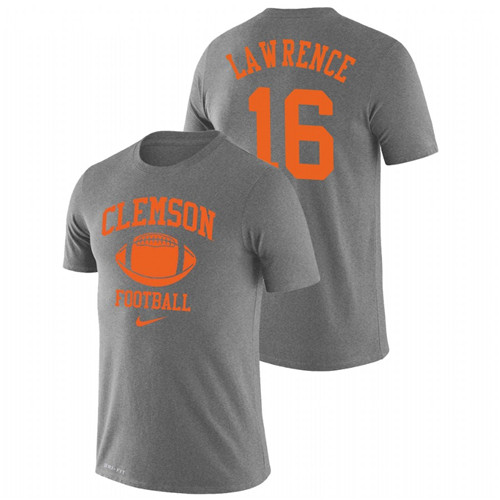 Men's Clemson Tigers Retro Football Trevor Lawrence Heathered Gray Performance T-Shirt