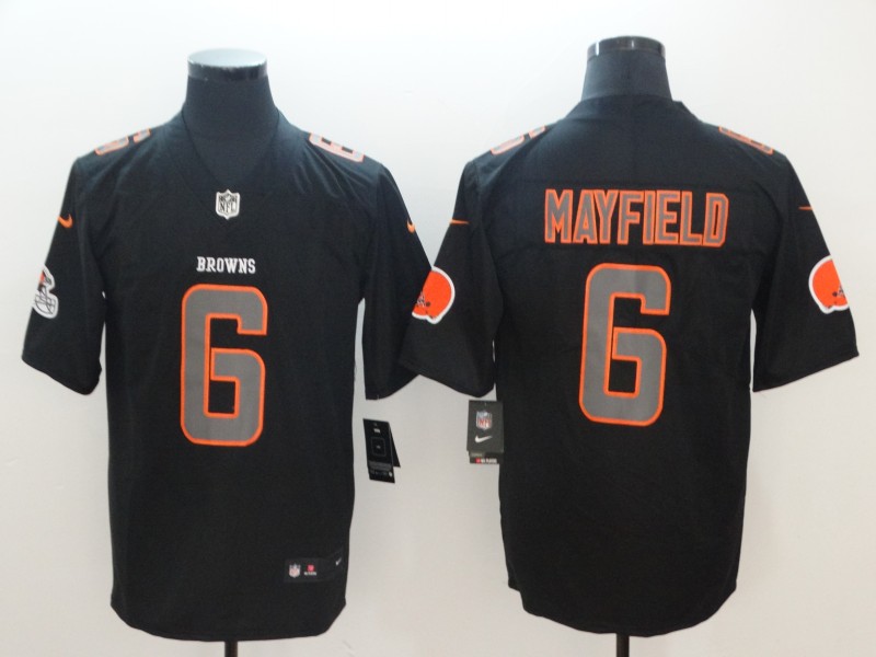 Men's Cleveland Browns #6 Baker Mayfield Nike Fashion Impact Black Color Rush Limited Stitched Jersey