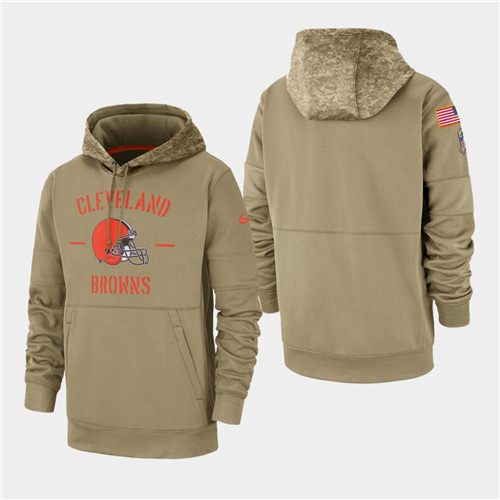 Men's Cleveland Browns 2019 Salute to Service Sideline Therma Hoodie Tan
