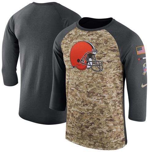 Men's Cleveland Browns Nike Camo Anthracite Salute to Service Sideline Legend Performance Three-Quarter Sleeve T-Shirt