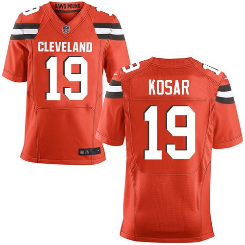 Men's Cleveland Browns Retired Player #19 Bernie Kosar Orange Alternate Nike Elite Jersey
