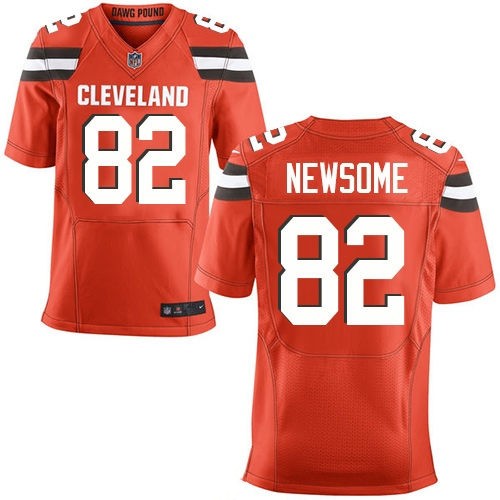 Men's Cleveland Browns Retired Player #82 Ozzie Newsome Orange Alternate Nike Elite Jersey
