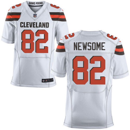 Men's Cleveland Browns Retired Player #82 Ozzie Newsome White Road Nike Elite Jersey
