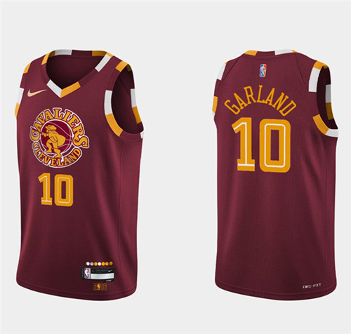 Men's Cleveland Cavaliers #10 Darius Garland Wine Red 2021 2022 75th Anniversary City Edition Swingman Stitched Jersey
