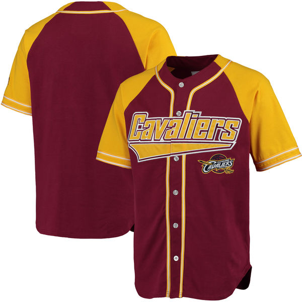 Men's Cleveland Cavaliers Blank Starter Burgundy Gold Baseball Jersey